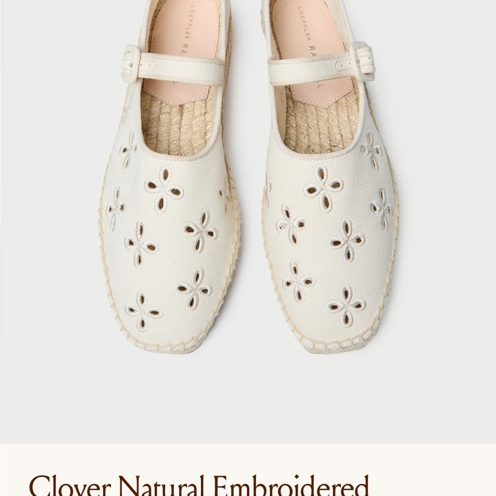 Loeffler Randall Cream Embroidered Espadrilles